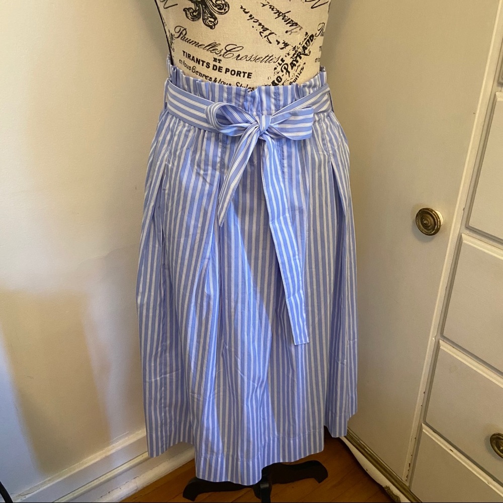 Blue & White Striped Paper Bag Skirt